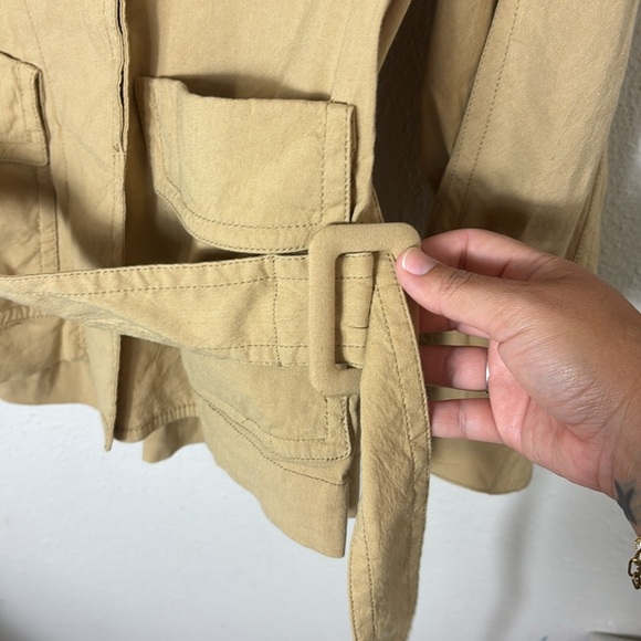 Vince Belted Linen Blend Jacket in Tan Beige Size XXS - Picture 11 of 16